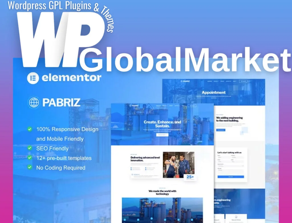 Pabriz – engineering and industrial service elementor template kit