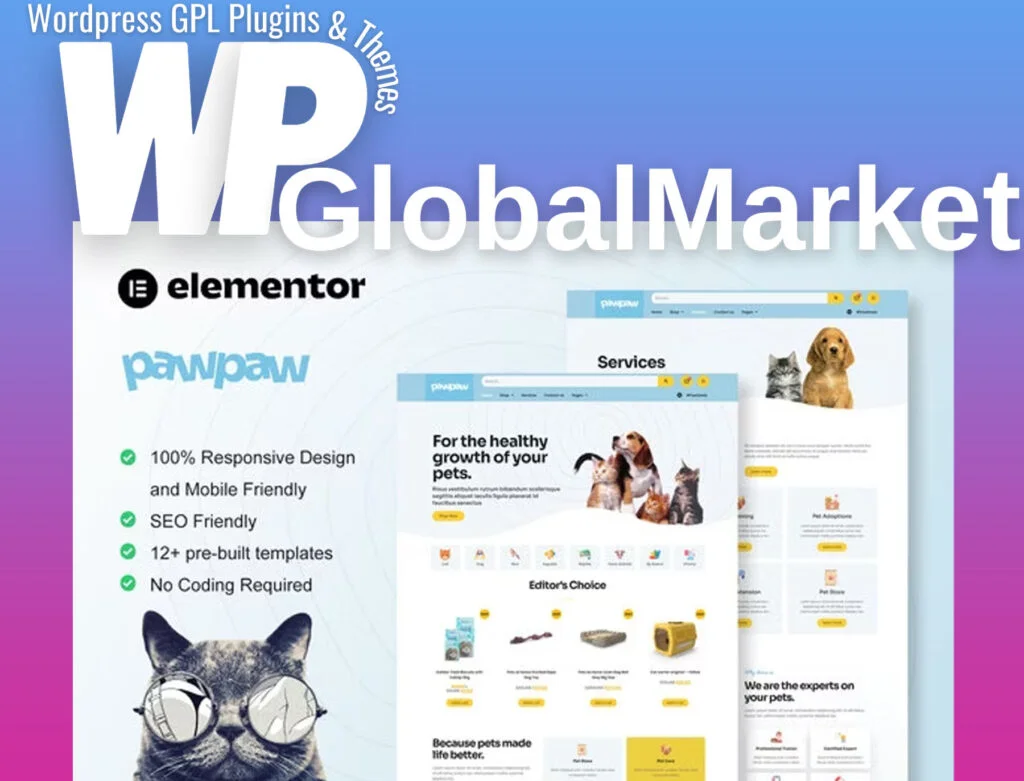 Pawpaw – woocommerce pet shop and pet care elementor template kit