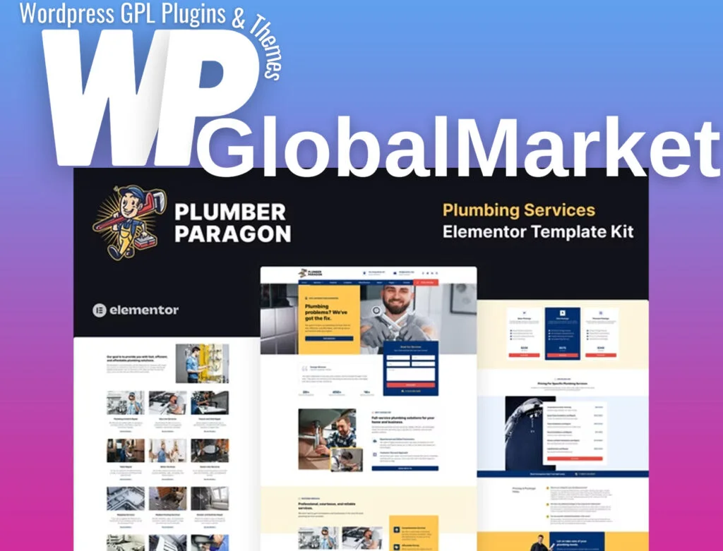 Plumber paragon – plumbing services elementor pro template kit