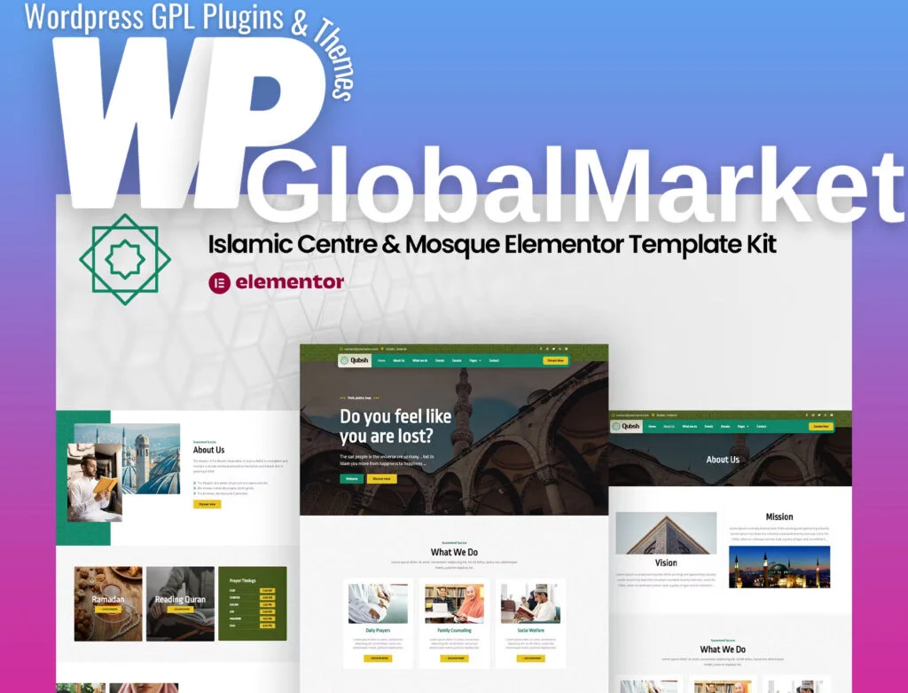 Qubsh – islamic centre and mosque elementor template kit