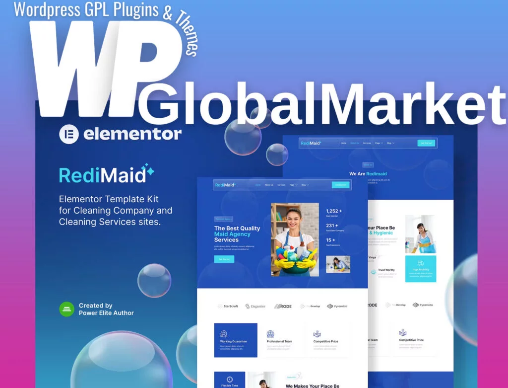 Redimaid – cleaning and maid service agency elementor template kit