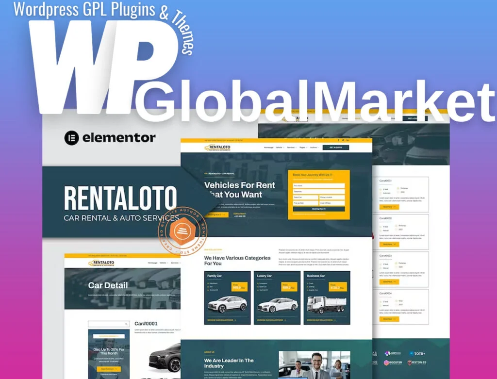 Rentaloto – car rental and auto services elementor template kit