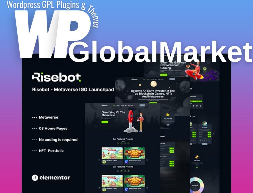 Risebot – Metaverse IGO Launchpad Elementor Template Kit
