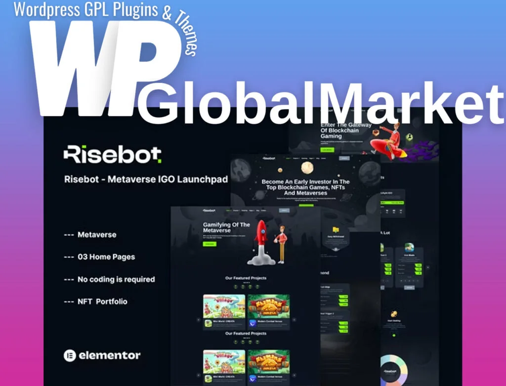 Risebot – metaverse igo launchpad elementor template kit