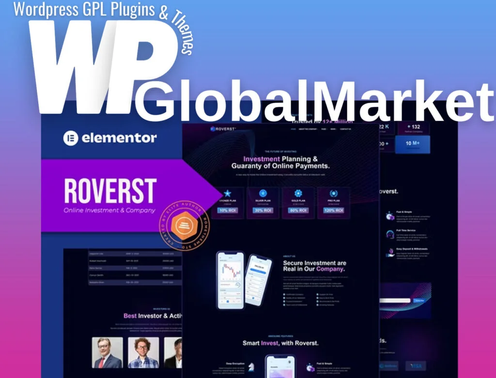 Roverst – online investment & company elementor template kit