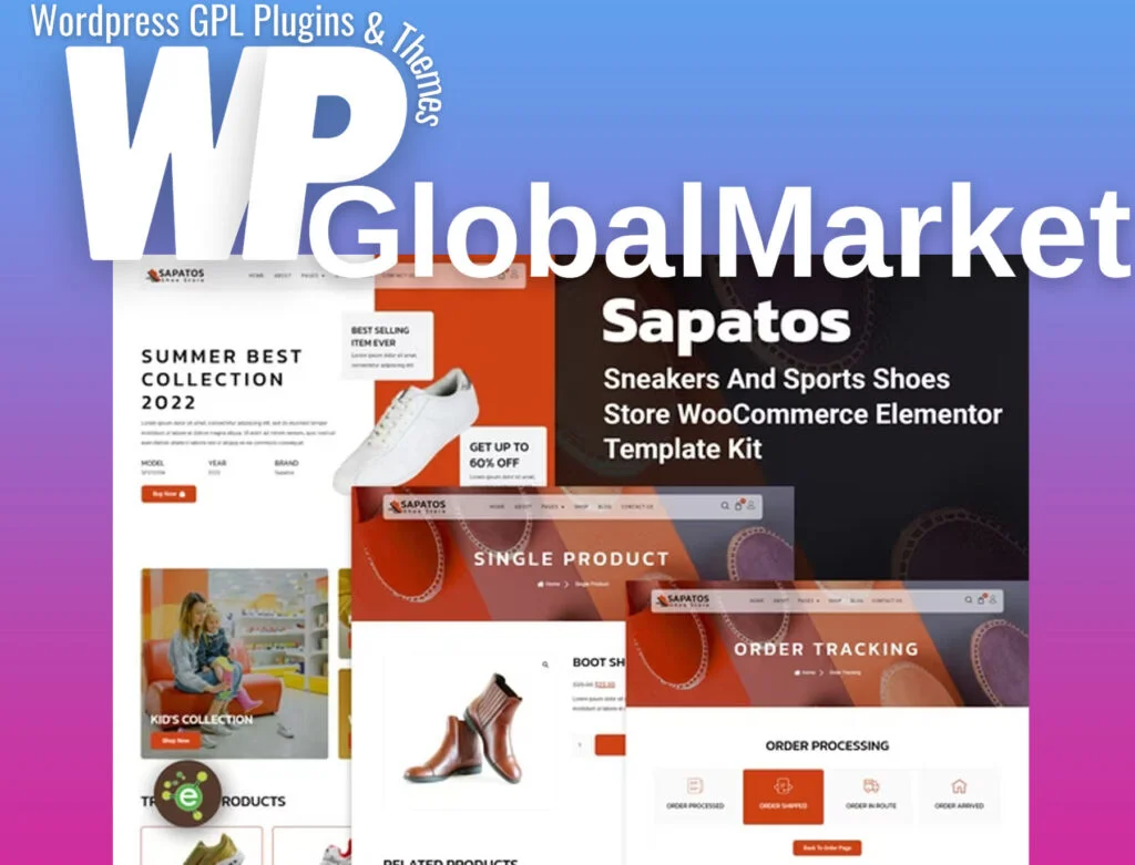 Sapatos – sneakers and sports shoes store woocommerce elementor template kit