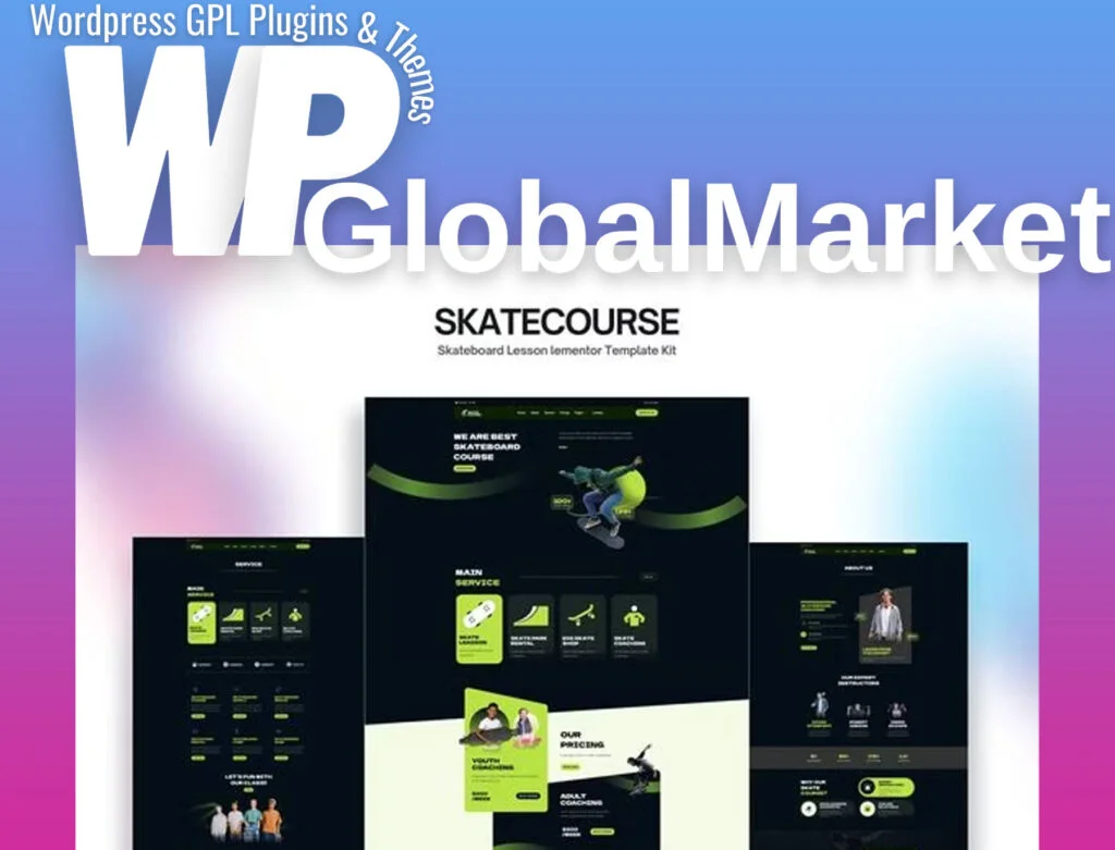 Skatecourse – skateboard lesson elementor kit