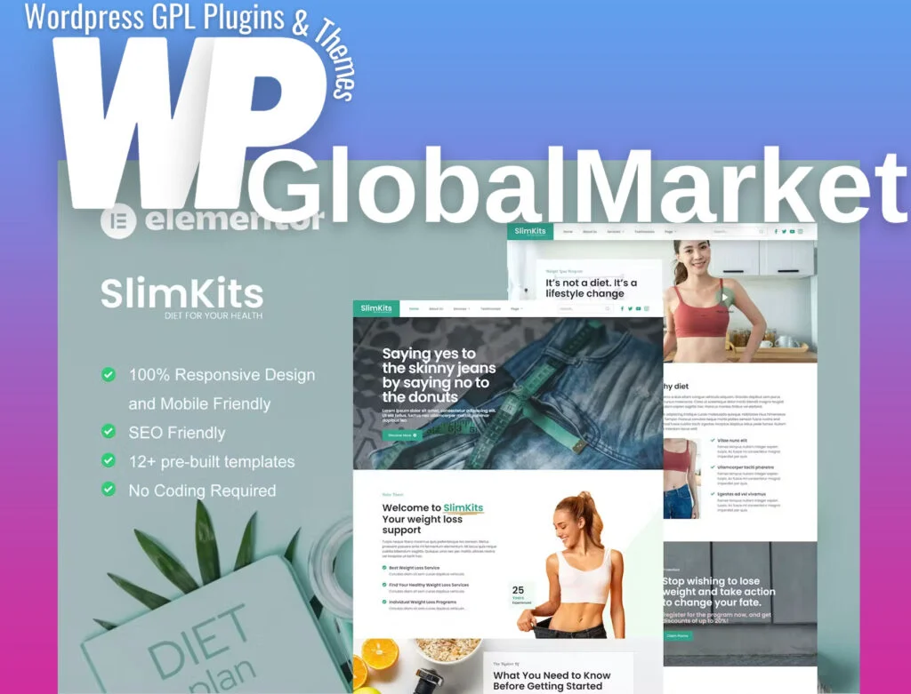 Slimkits – weight loss & diet program elementor template kit