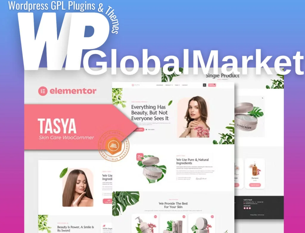 Tasya – skin care woocommerce elementor template kit