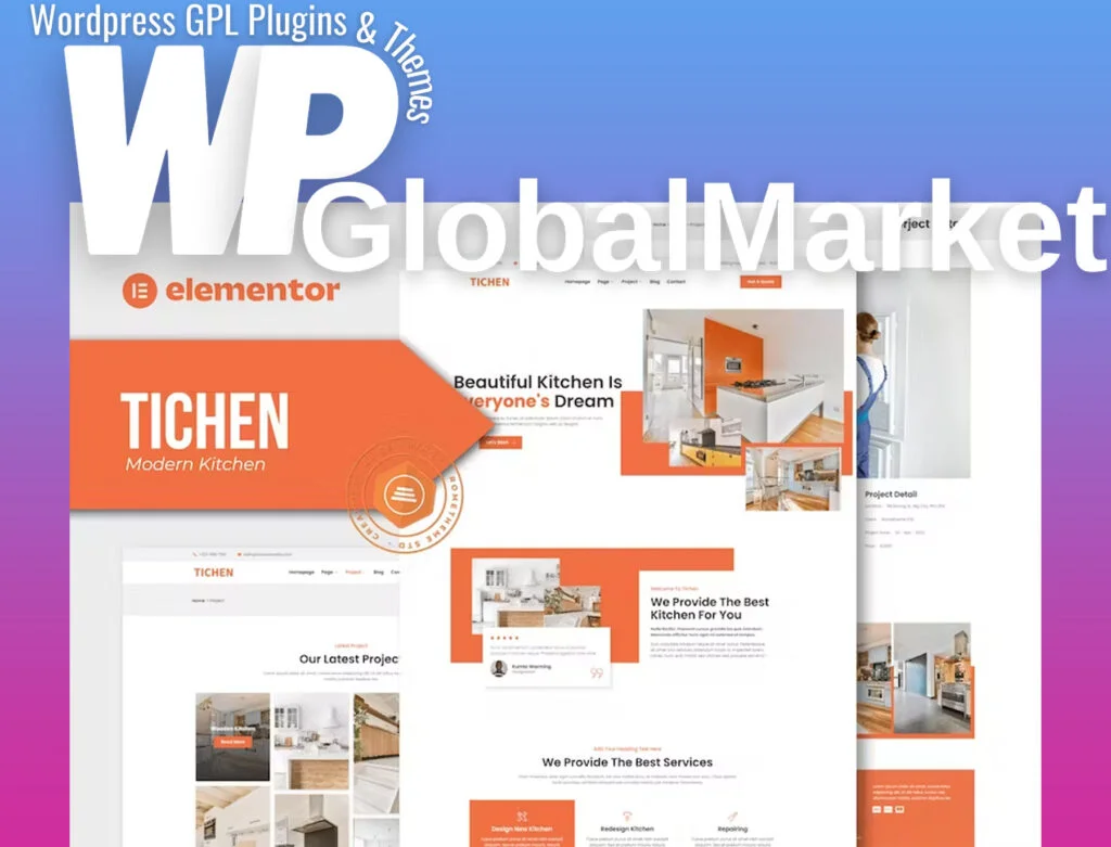 Tichen – modern kitchen elementor template kit