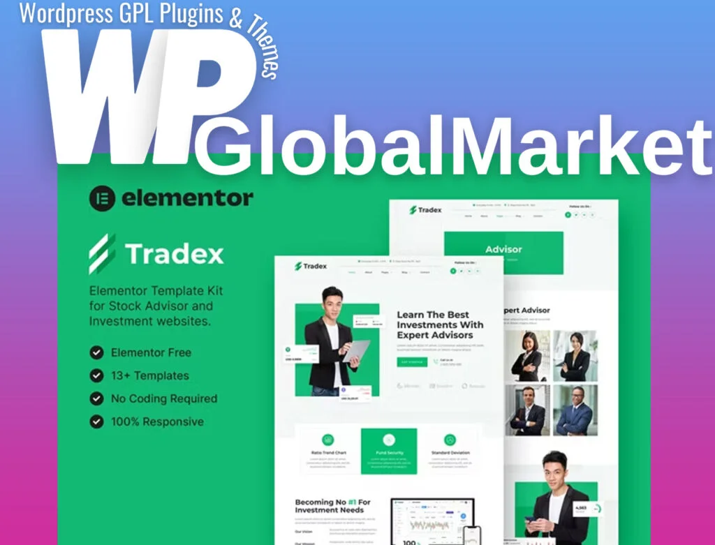 Tradex – stock advisor and investment elementor template kit