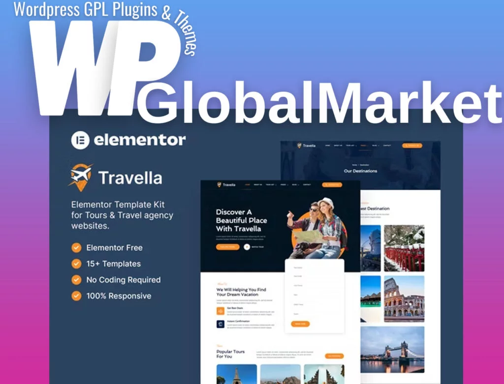 Travella – tours & travel agency elementor template kit