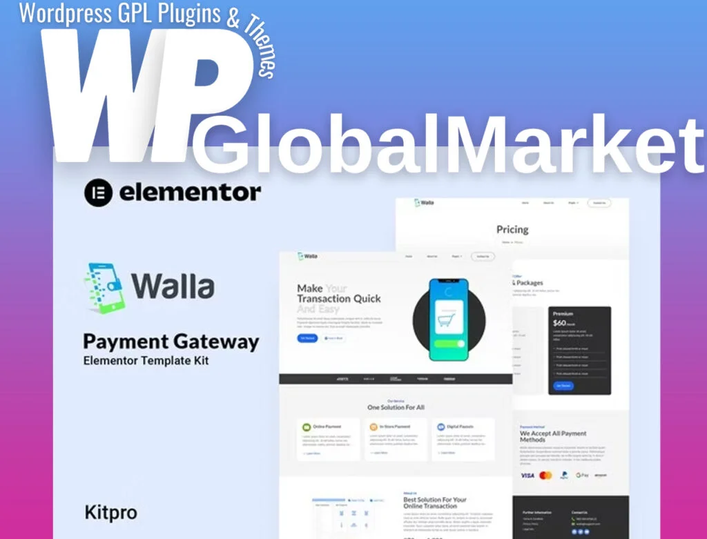 Walla – payment gateway elementor template kit