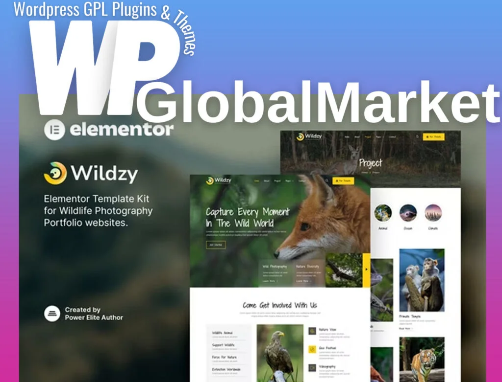 Wildzy – wildlife photography elementor template kit