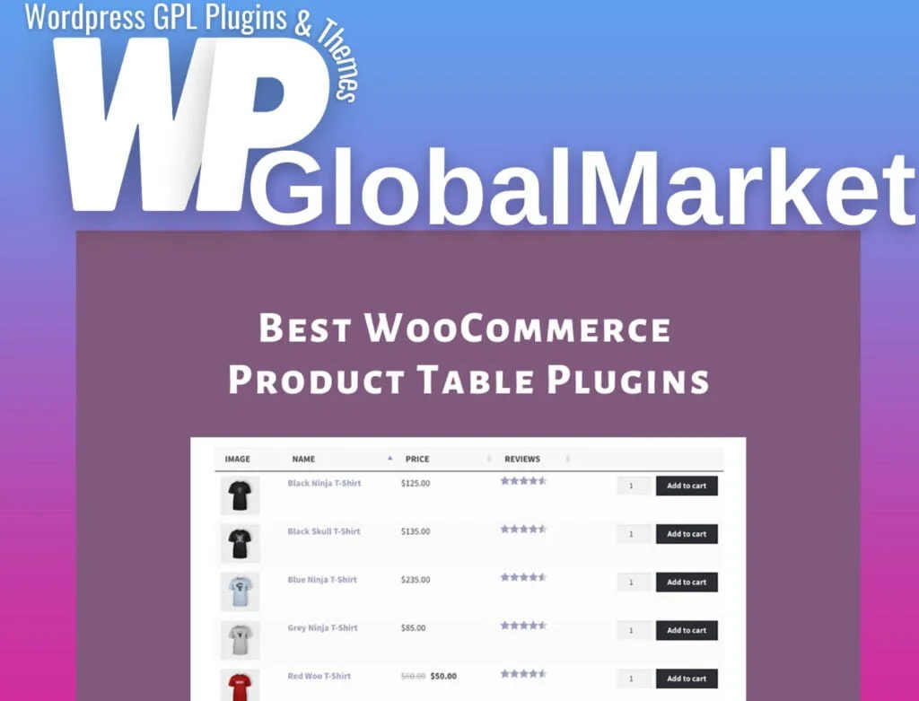 Woocommerce product table