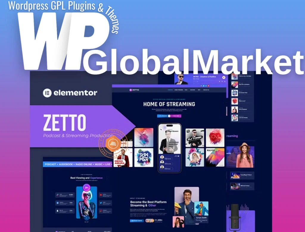 Zetto – podcast and streaming production elementor template kit