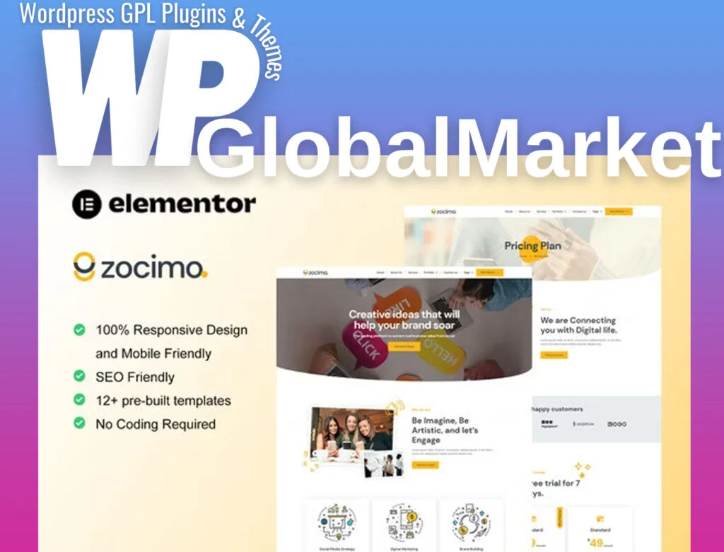 Zocimo – social media marketing agency elementor template kit