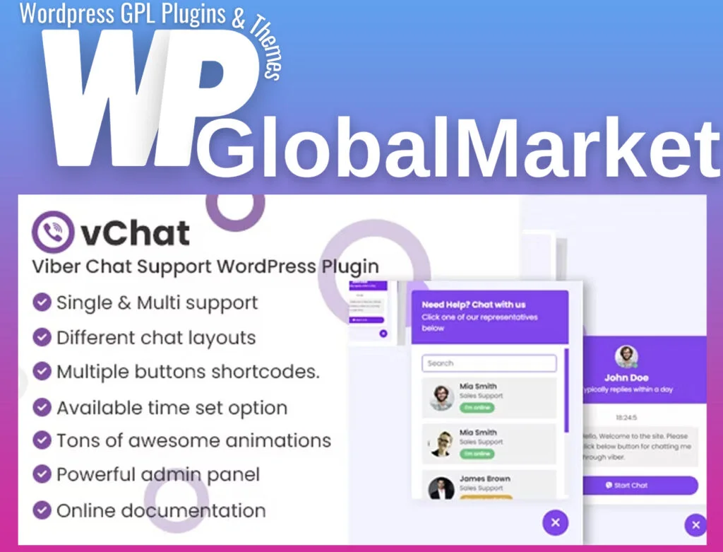 Vchat – viber chat support wordpress plugin