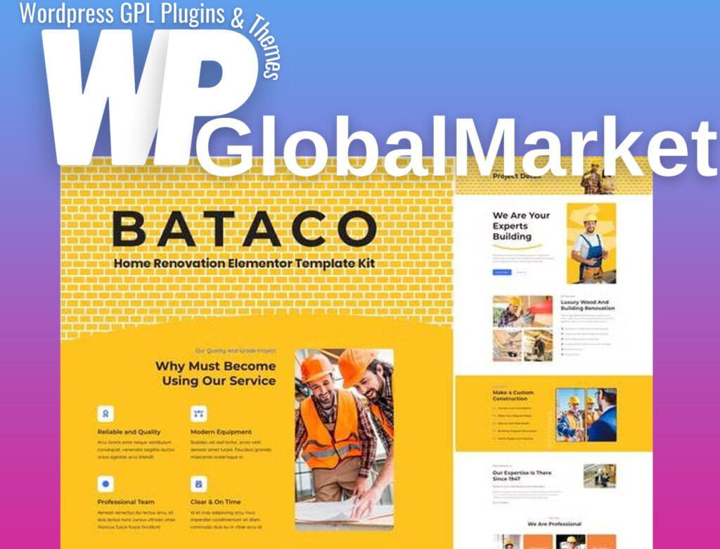 Bataco – Home Renovation and Construction Elementor Template Kit