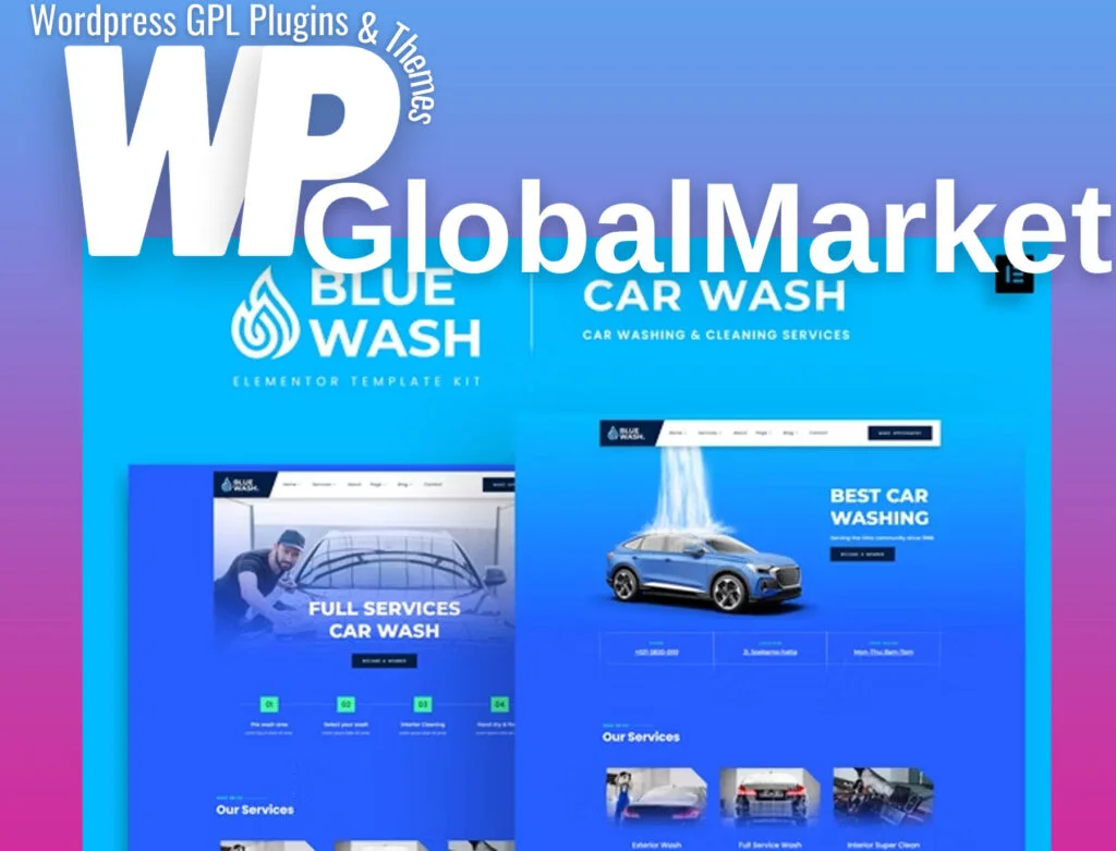 Bluewash – car washing and cleaning services template kit