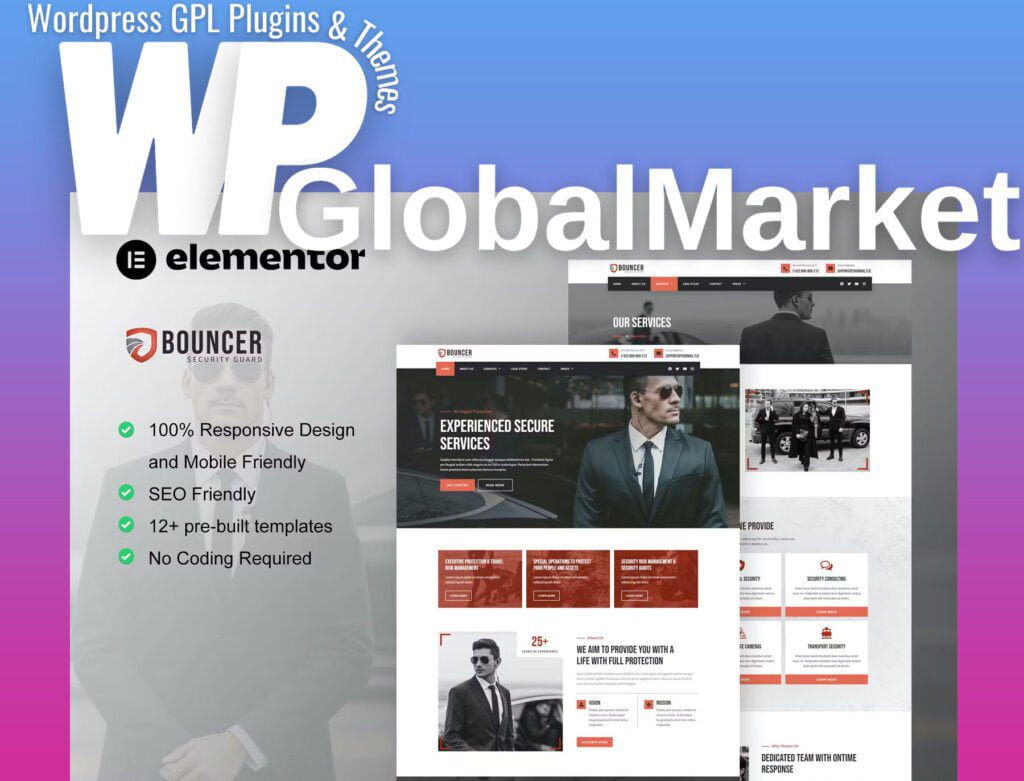 Bouncer – Bodyguard and Security Agency Elementor Template Kit