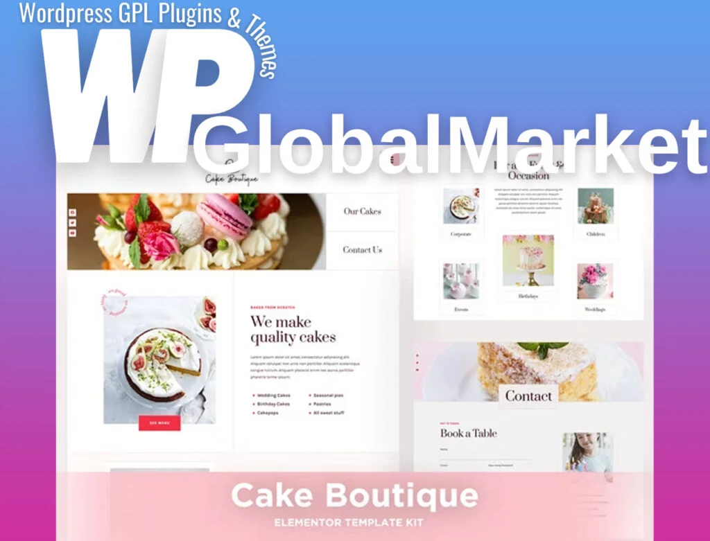 Cake boutique – cake elementor template kit