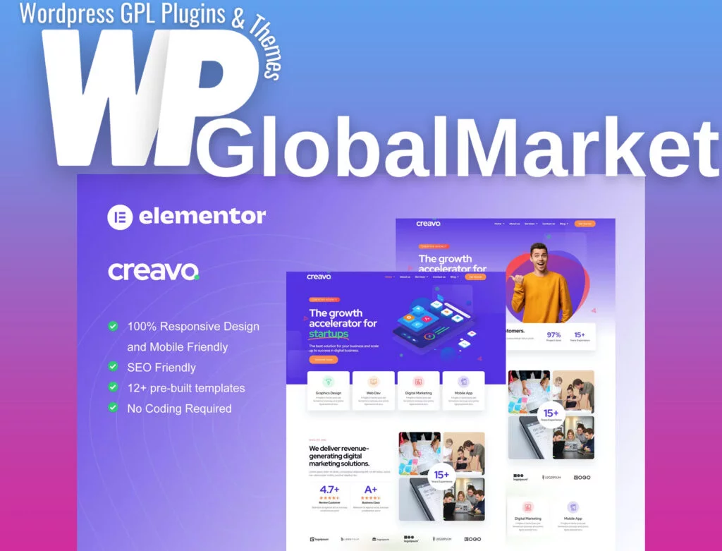 Creavo – creative agency and digital marketing elementor template kit