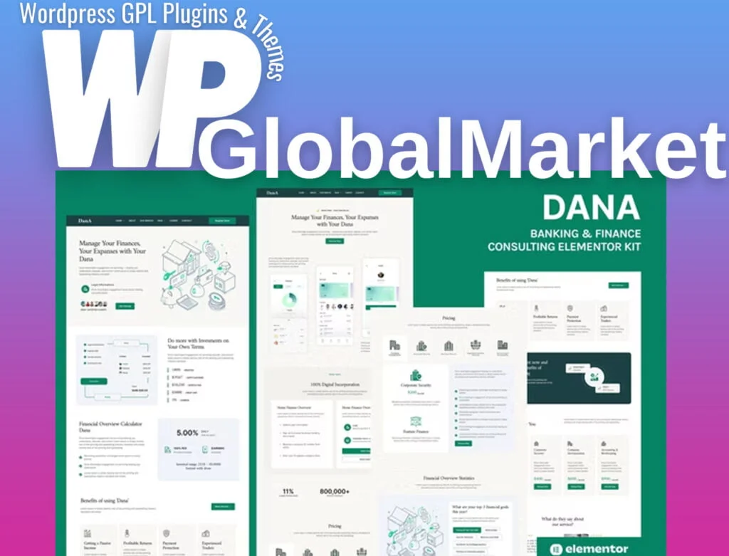 Dana – banking and finance consulting elementor template kit