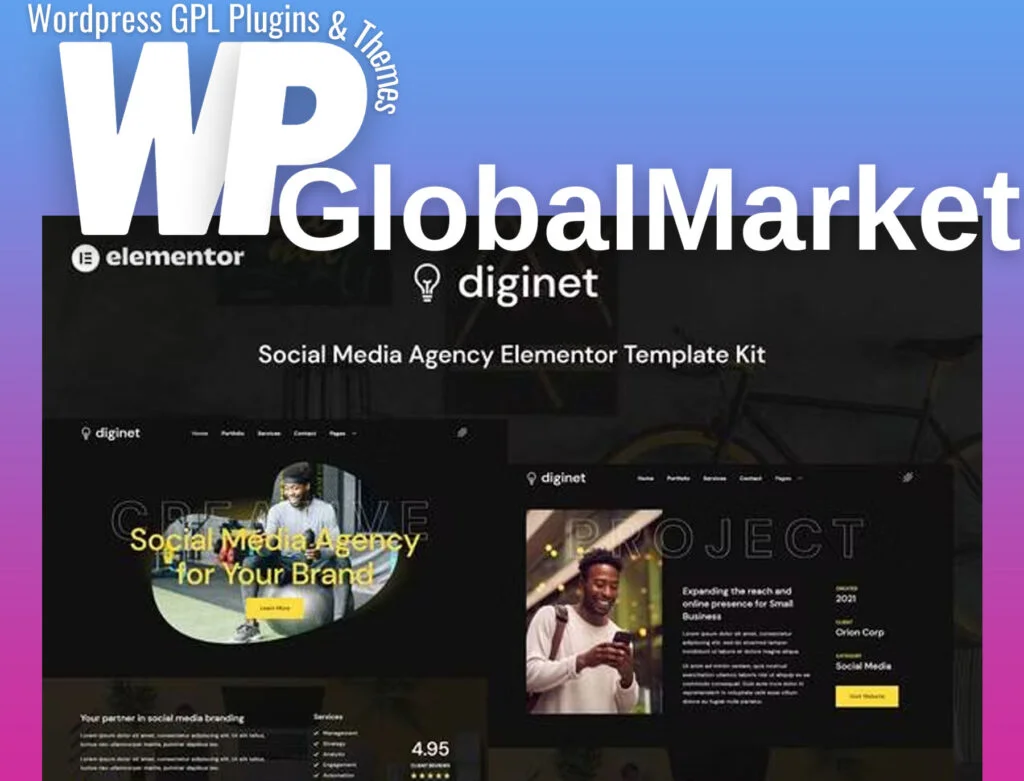 Diginet – social media marketing agency elementor template kit