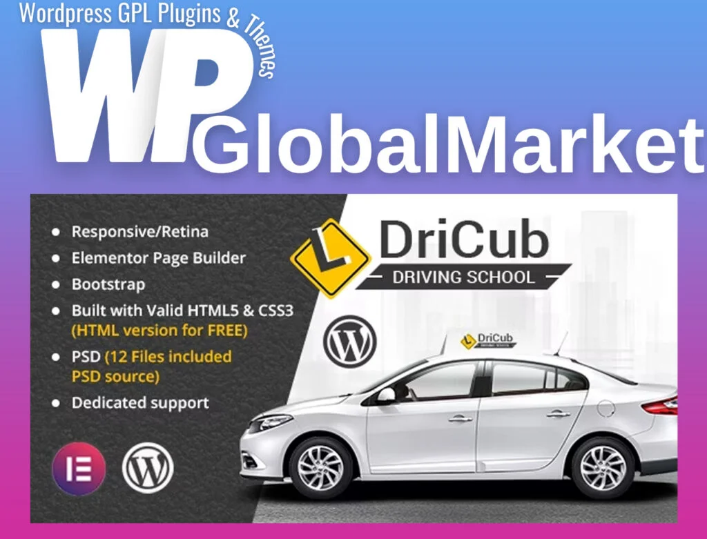 Dricub driving school wordpress theme