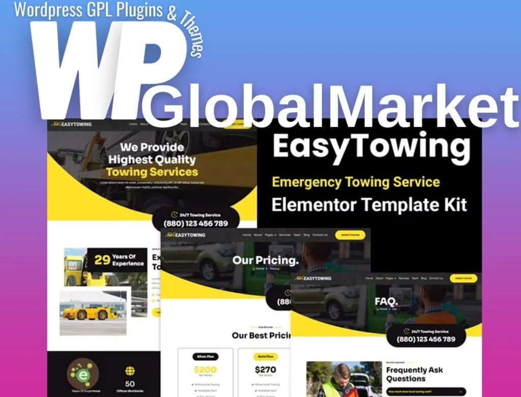 Easytowing – emergency towing service elementor template kit