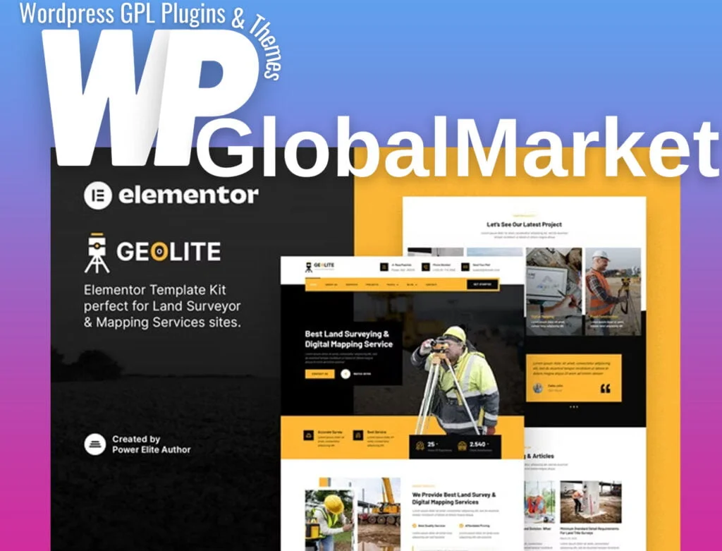 Geolite – land surveying and digital mapping elementor template kit