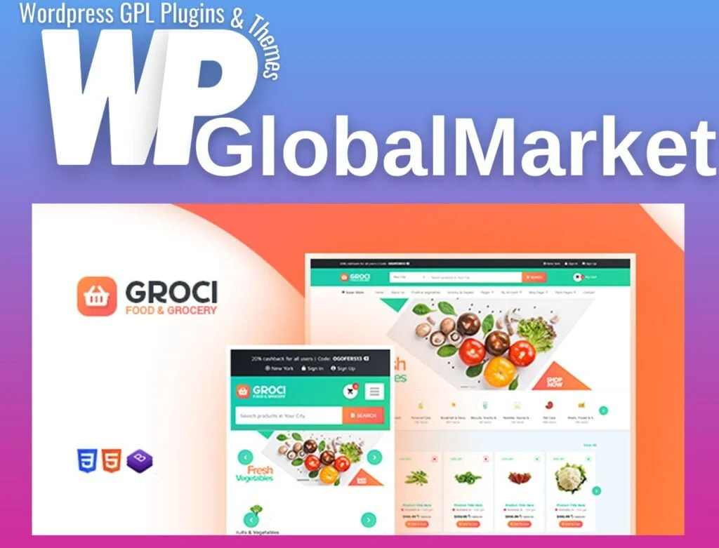 Groci organic food market theme