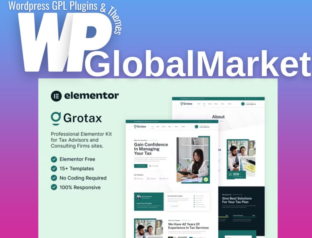 Grotax – Tax Advisor and Consulting Firm Elementor Template Kit