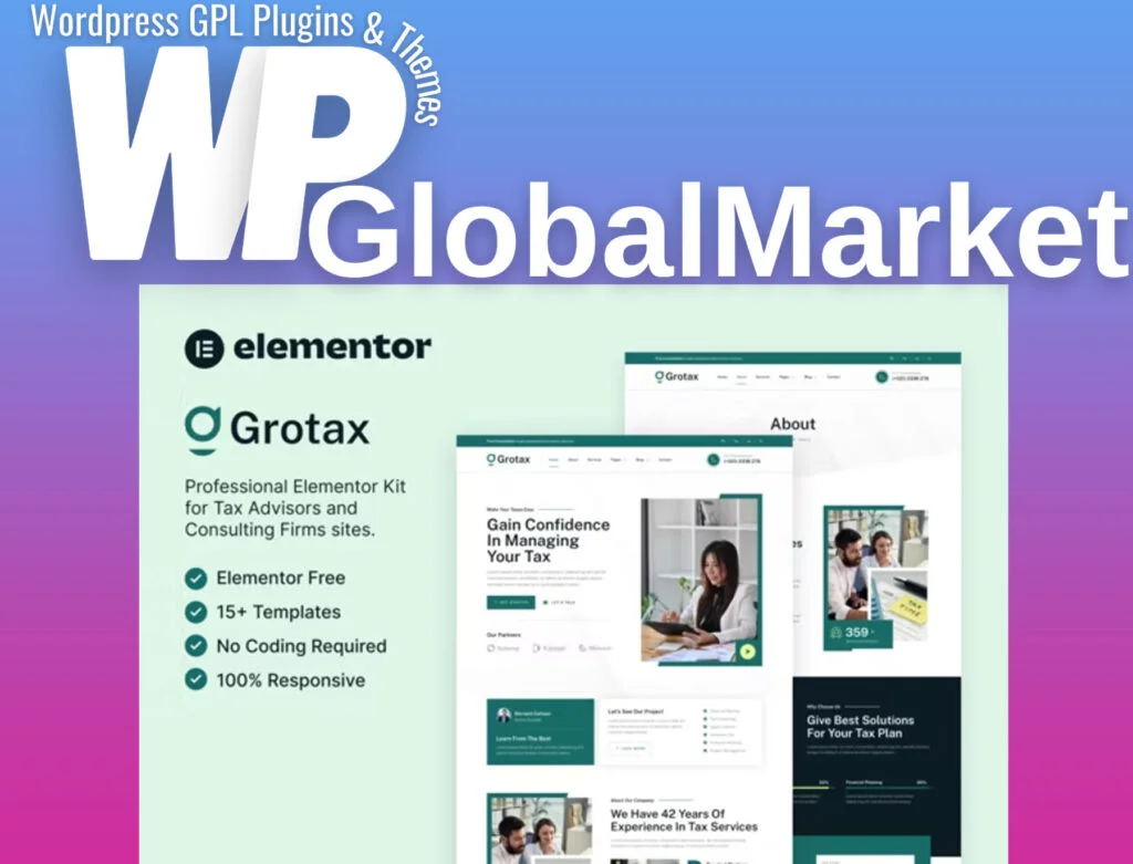 Grotax – tax advisor and consulting firm elementor template kit