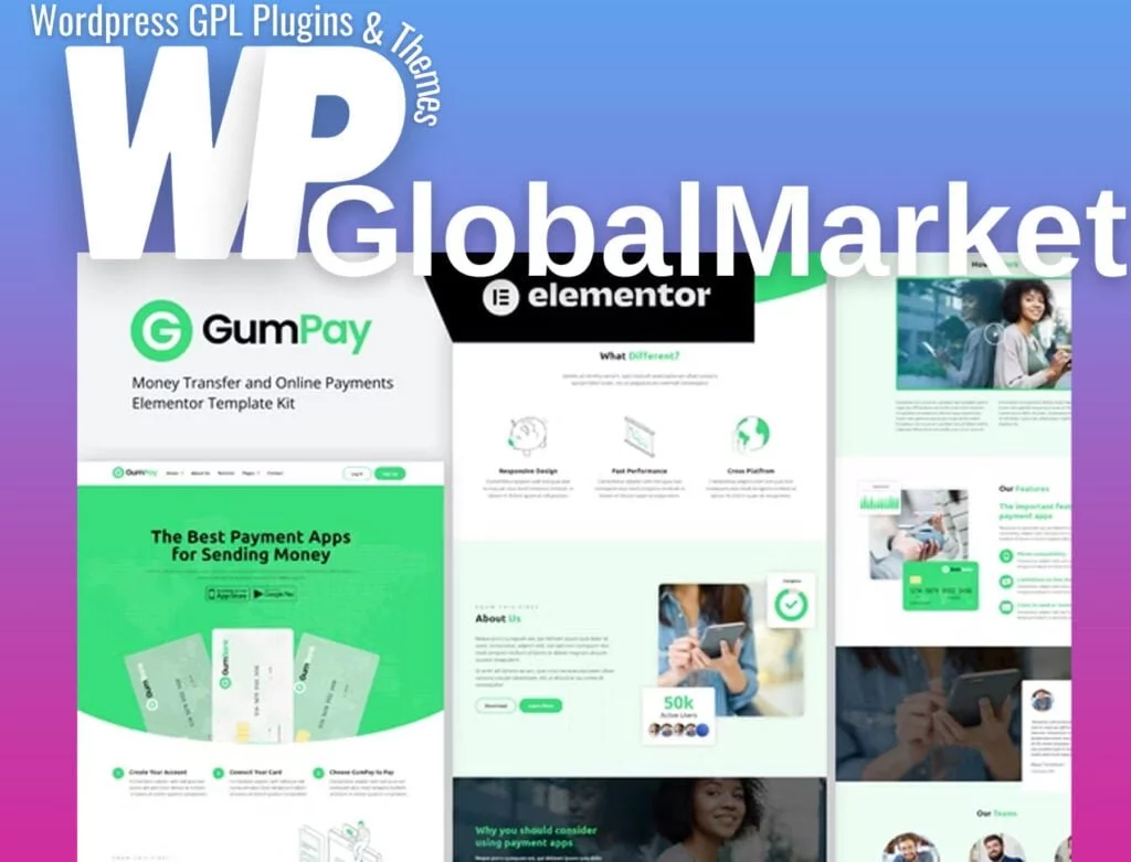 Gumpay – money transfer & online payments elementor template kit