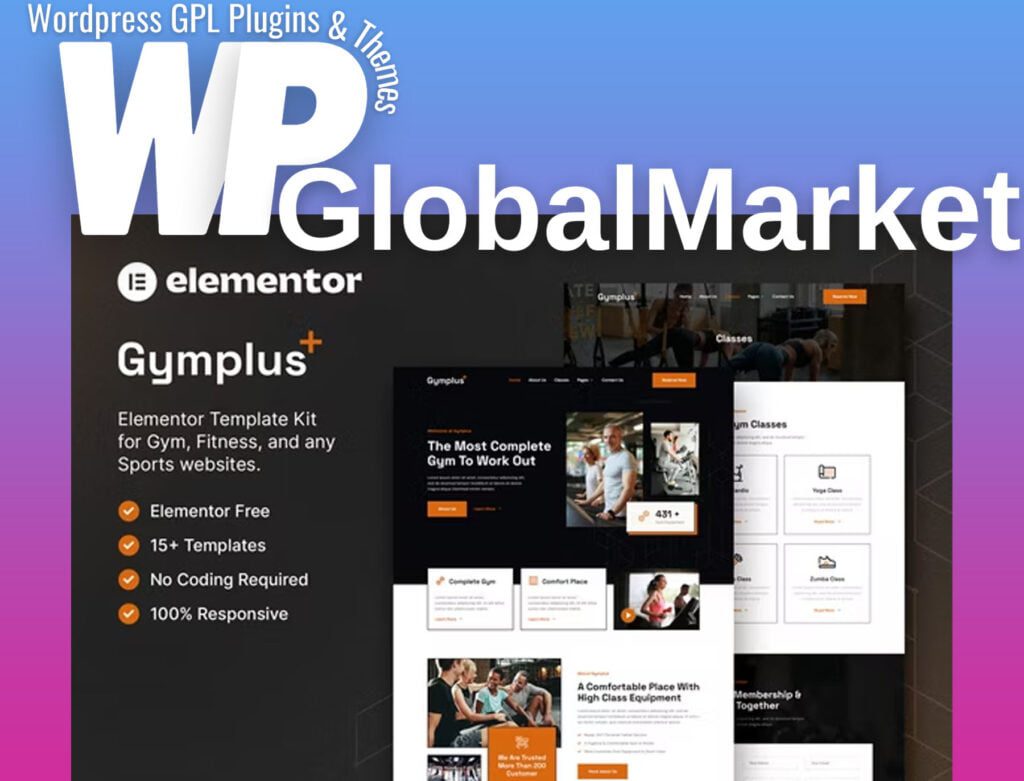 Gymplus – Gym and Fitness Elementor Template Kit
