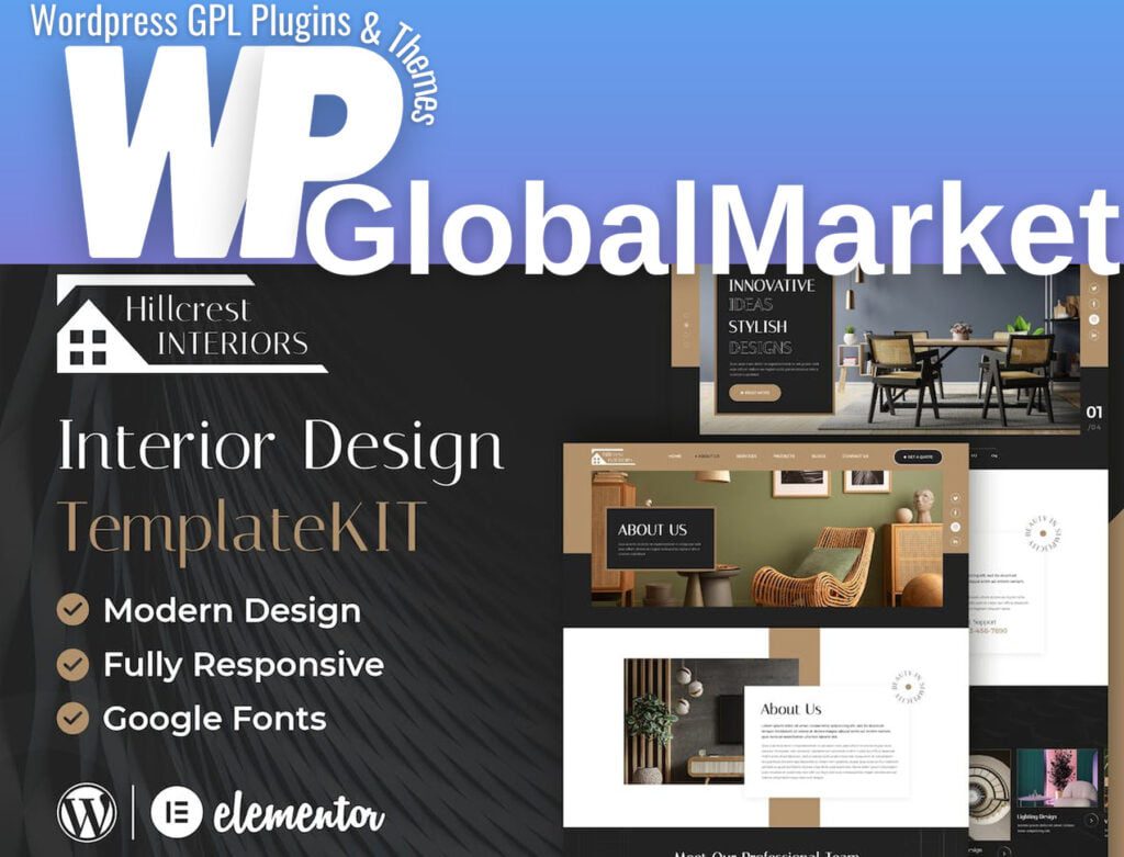 Hillcrest – Interior Design Elementor Template Kit