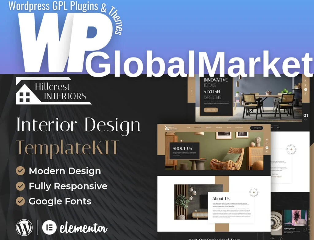 Hillcrest – interior design elementor template kit