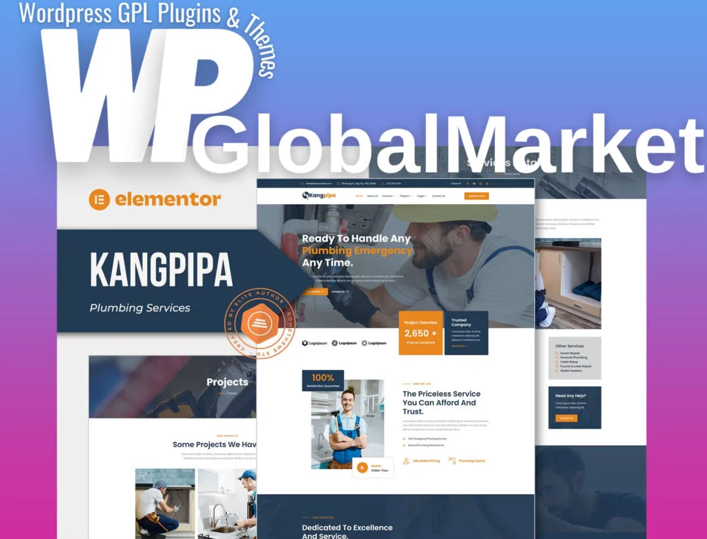 Kangpipa – plumbing services elementor template kit