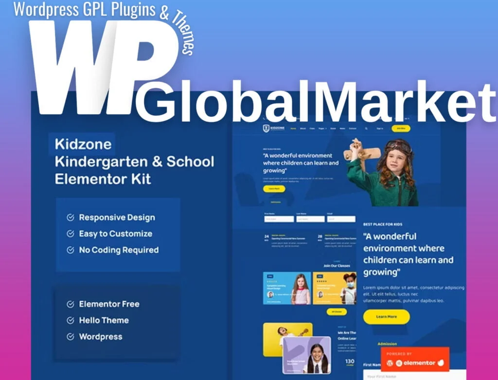 Kidzone – kindergarten and school elementor template kit