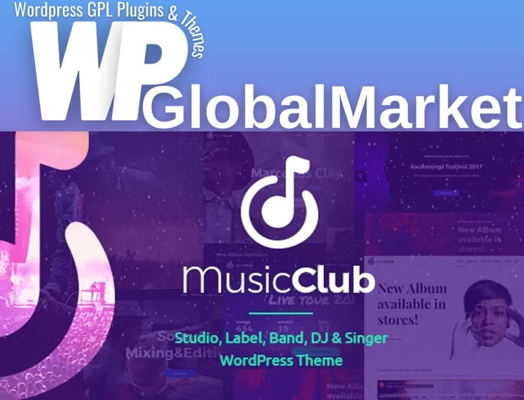 Music club – studio, label, band, dj or singer wordpress theme