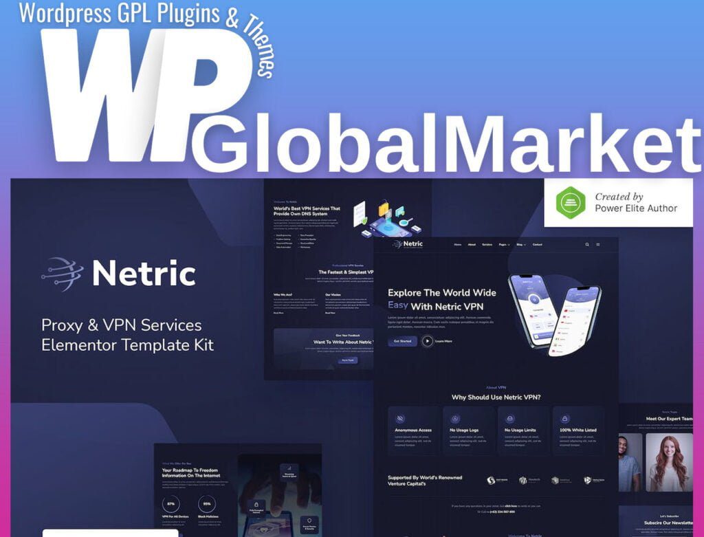 Netric – Proxy and VPN Services Elementor Template Kit