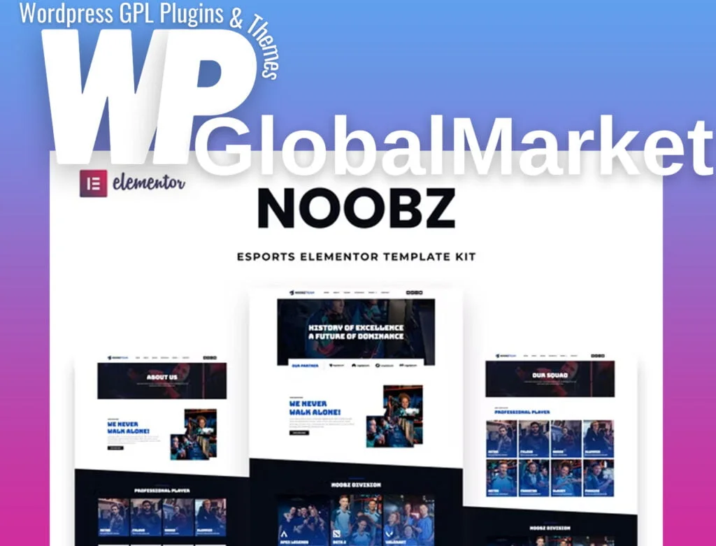 Noobz – e-sports elementor template kit