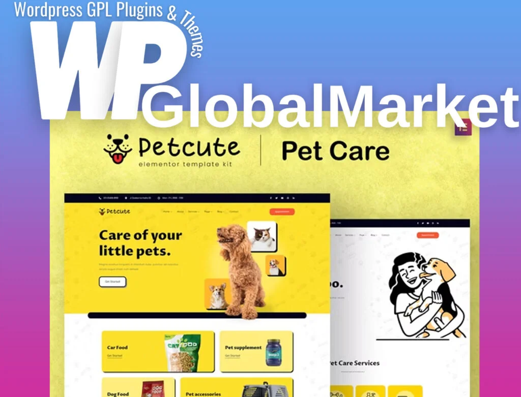 Pet cute – pet care & veterinary elementor template kit