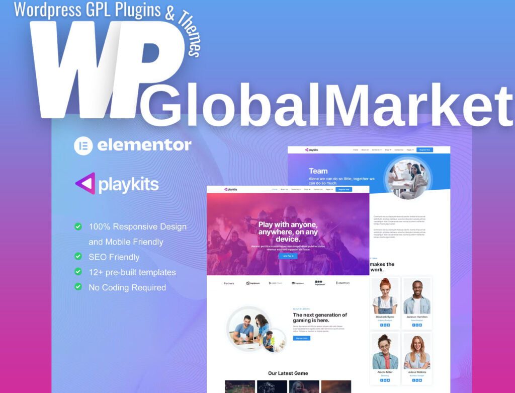 Playkits – Video Game Publisher and Shop Elementor Template Kit