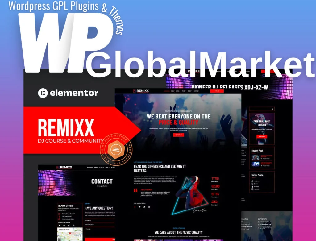 Remixx – dj course and community elementor template kit