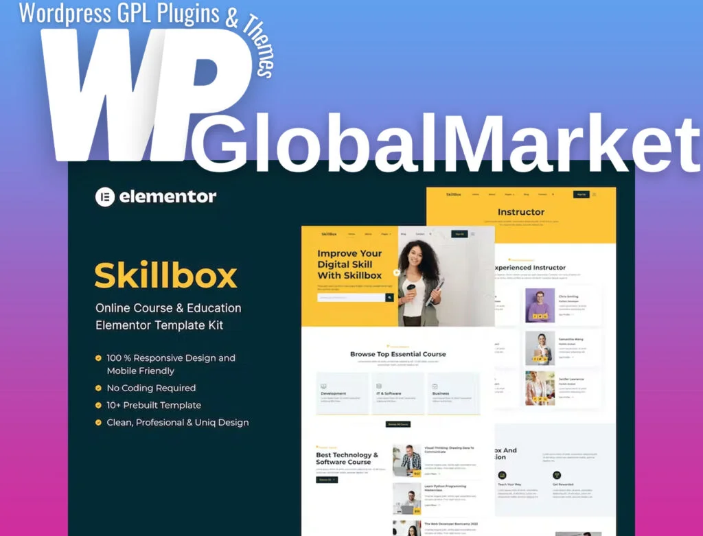 Skillbox – online course & education elementor template kit