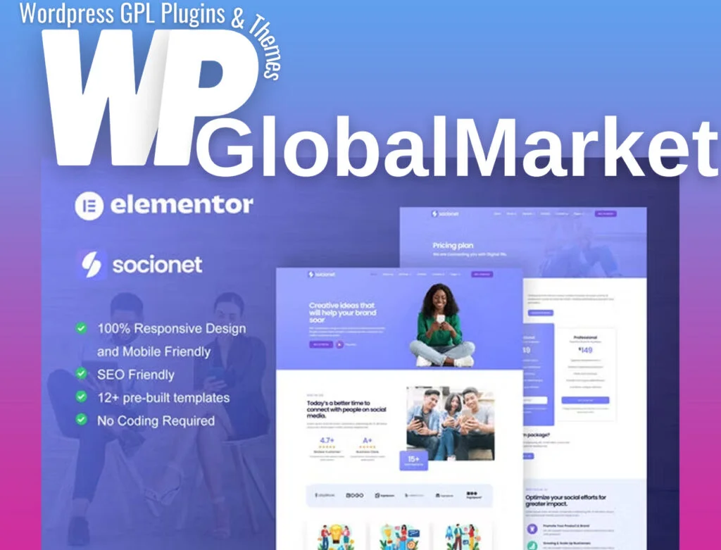 Socionet – social media marketing agency elementor template kit