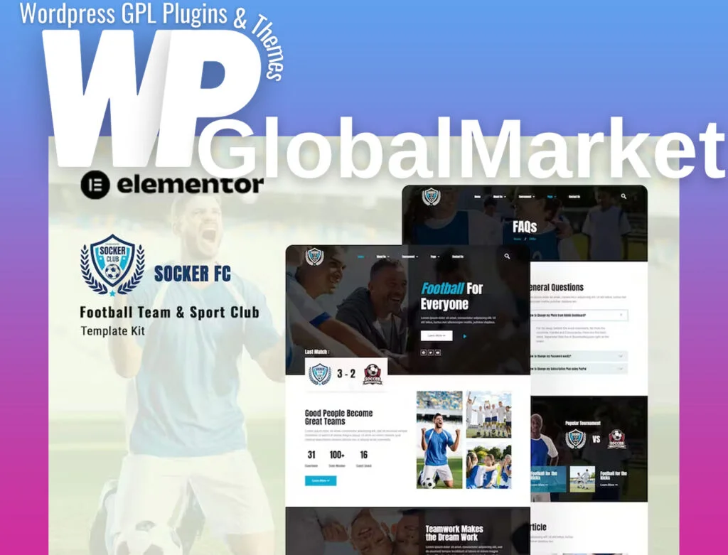 Socker – football team and sports club elementor template kit